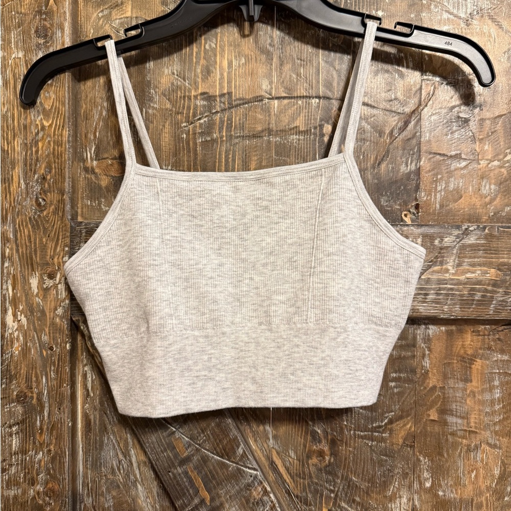 Fabletics Cropped Tank/Bralette in Heather Grey Size Medium